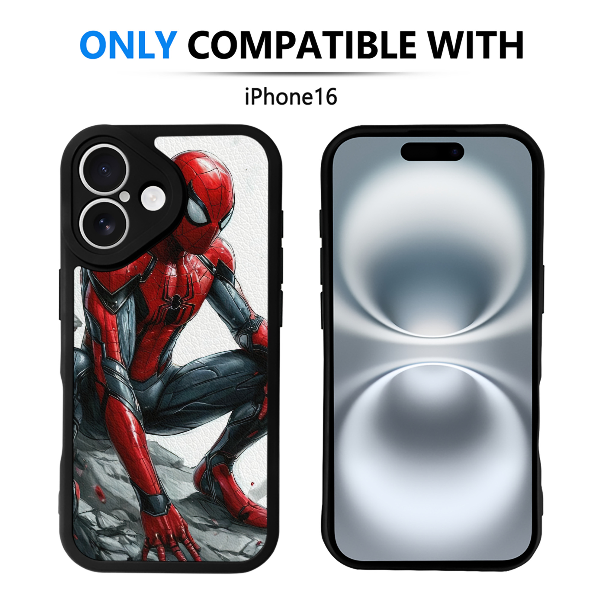 （画像用） Spider Man スパイダーマン 【iPhone 16シリーズ対応】シリコンスマホケース（レザー調） 材質：シリコン